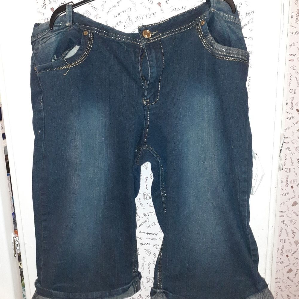 Denim Long Dark Washed Long Shorts 22